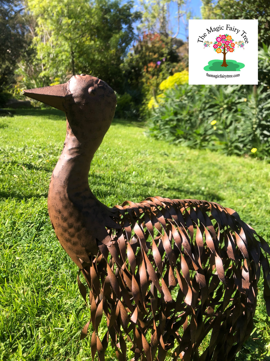 Metal standing emu chick garden statue image 2