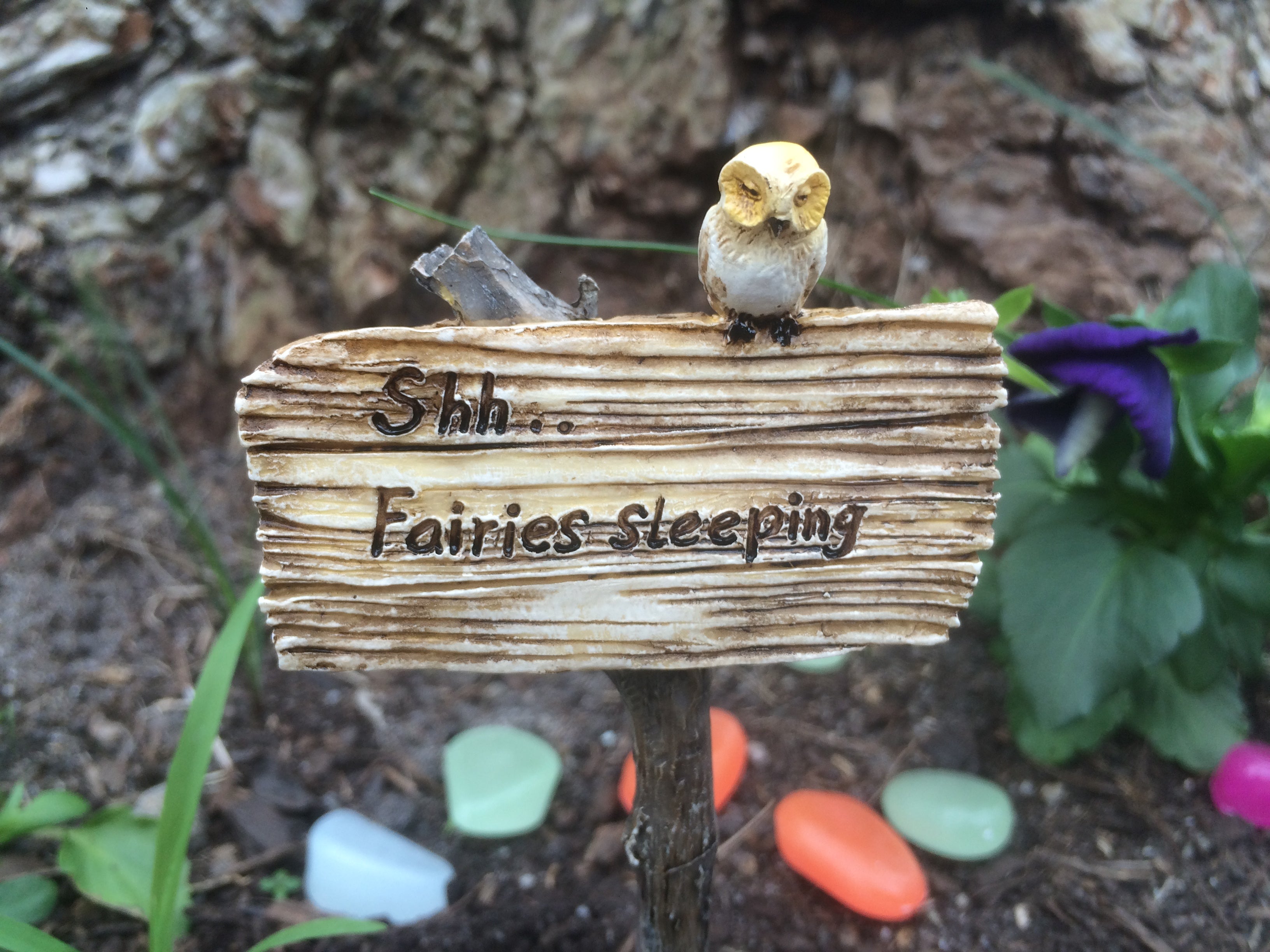 "Shhh .... Fairies Sleeping"  fairy garden sign image 1