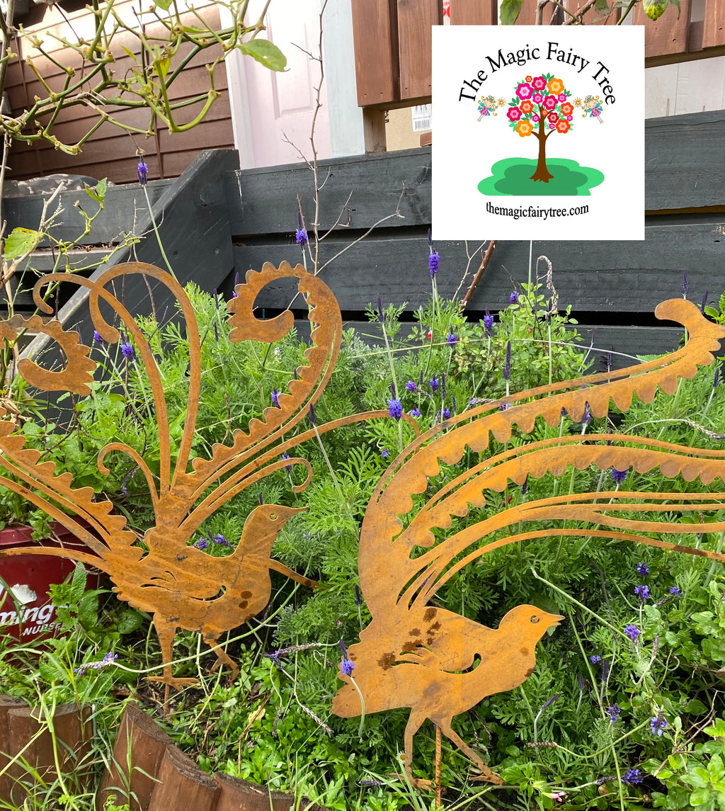 Lyrebird corten metal garden stake image 8