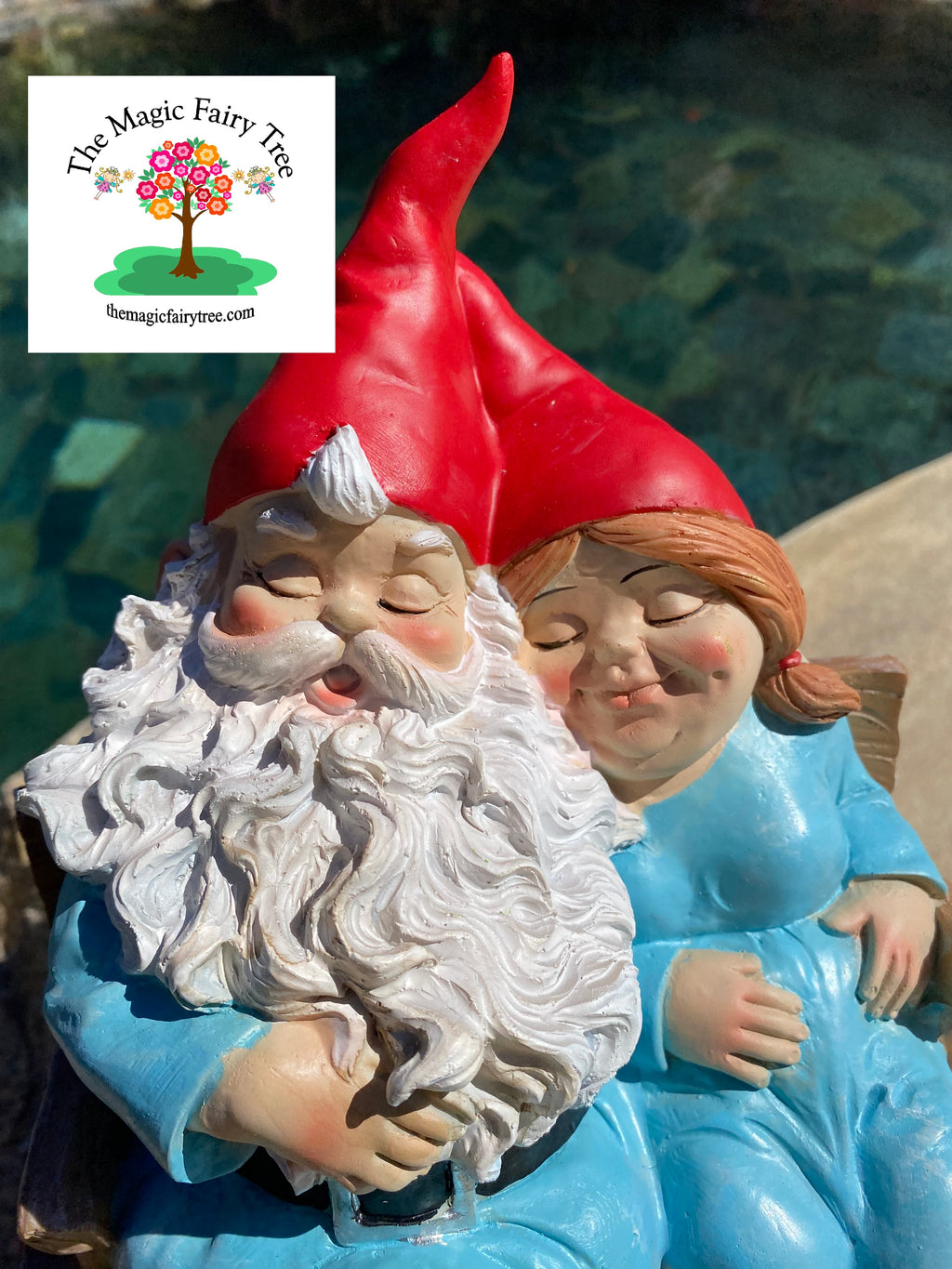 Mr and Mrs Gnome sitting on a bench image 4