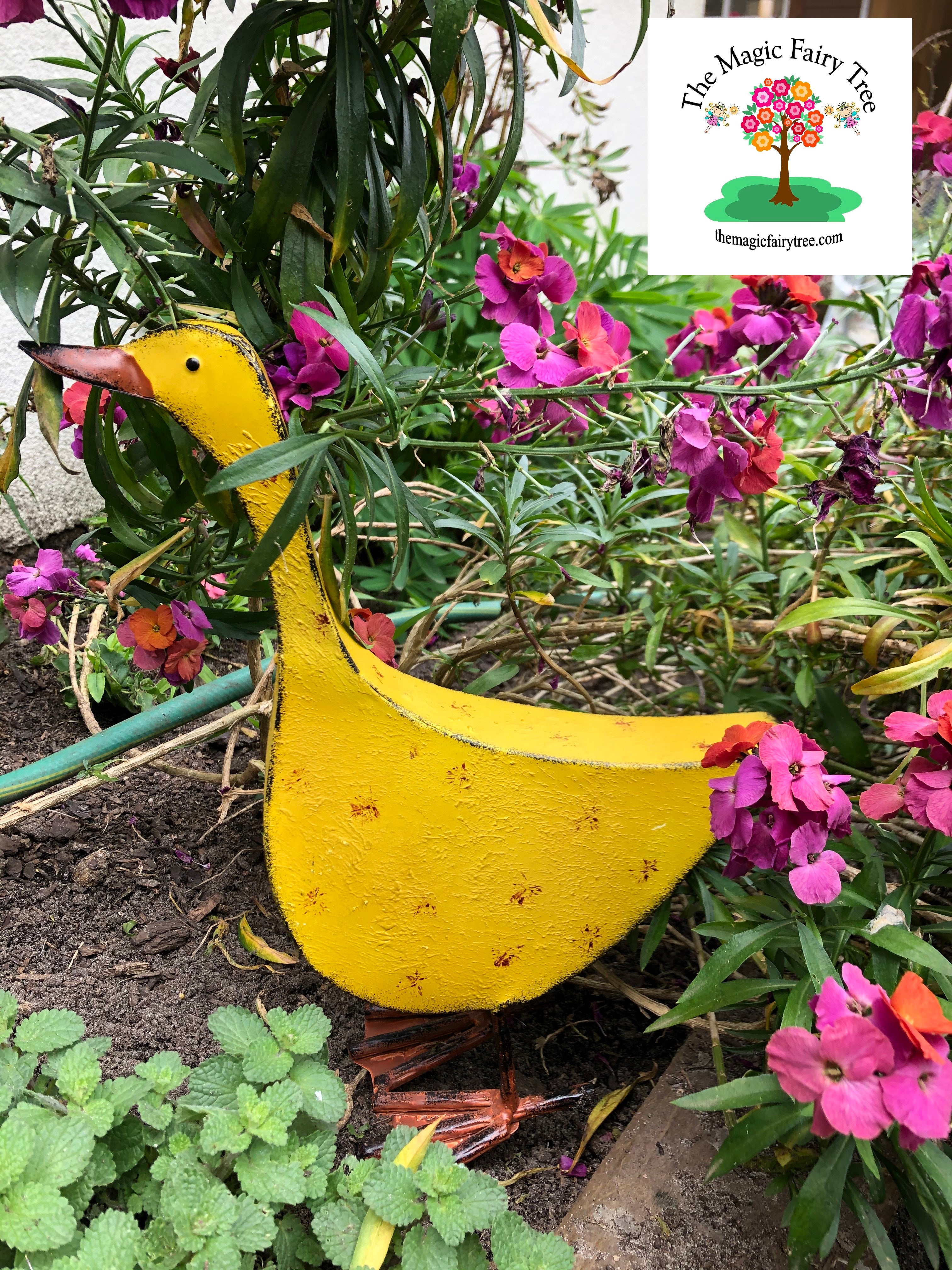 36cm Rustic Yellow Metal Duck image 2