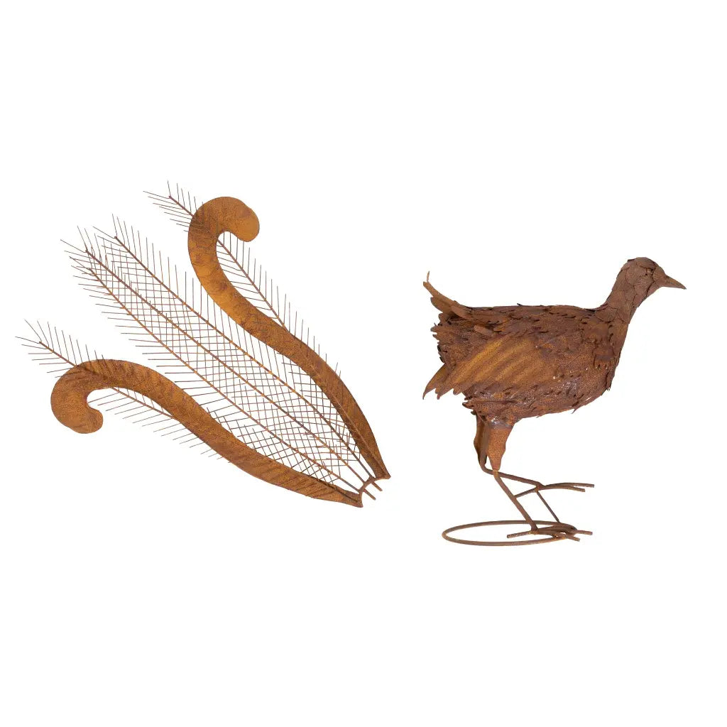 Rusty Metal Lyrebird Garden Statue