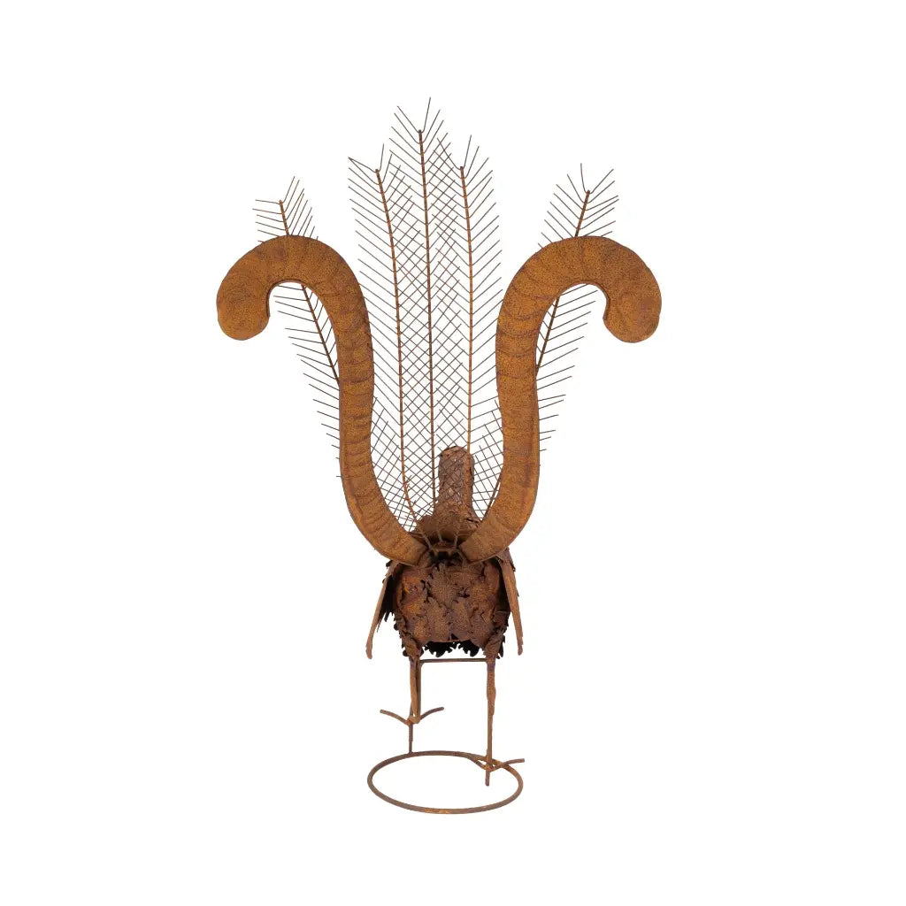 Rusty Metal Lyrebird Garden Statue