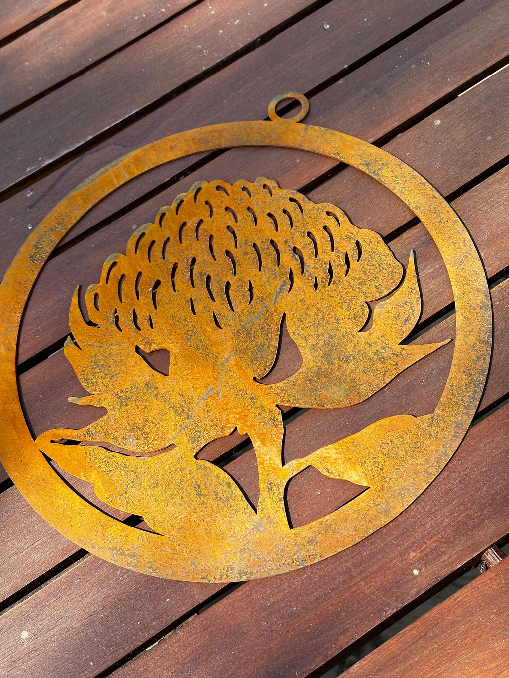 Banksia or waratah corten ring wall art decor image 2