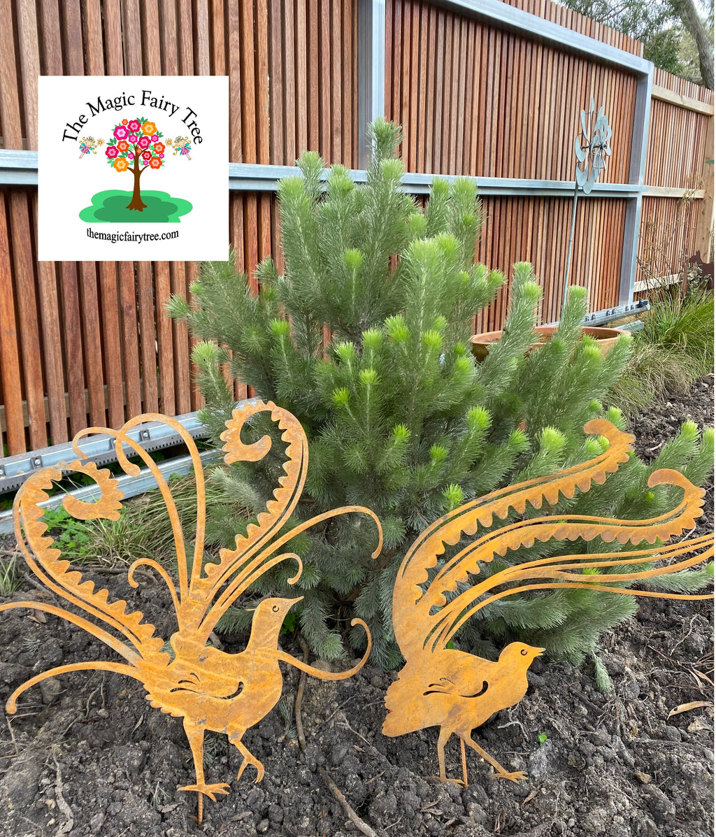 Lyrebird corten metal garden stake image 0