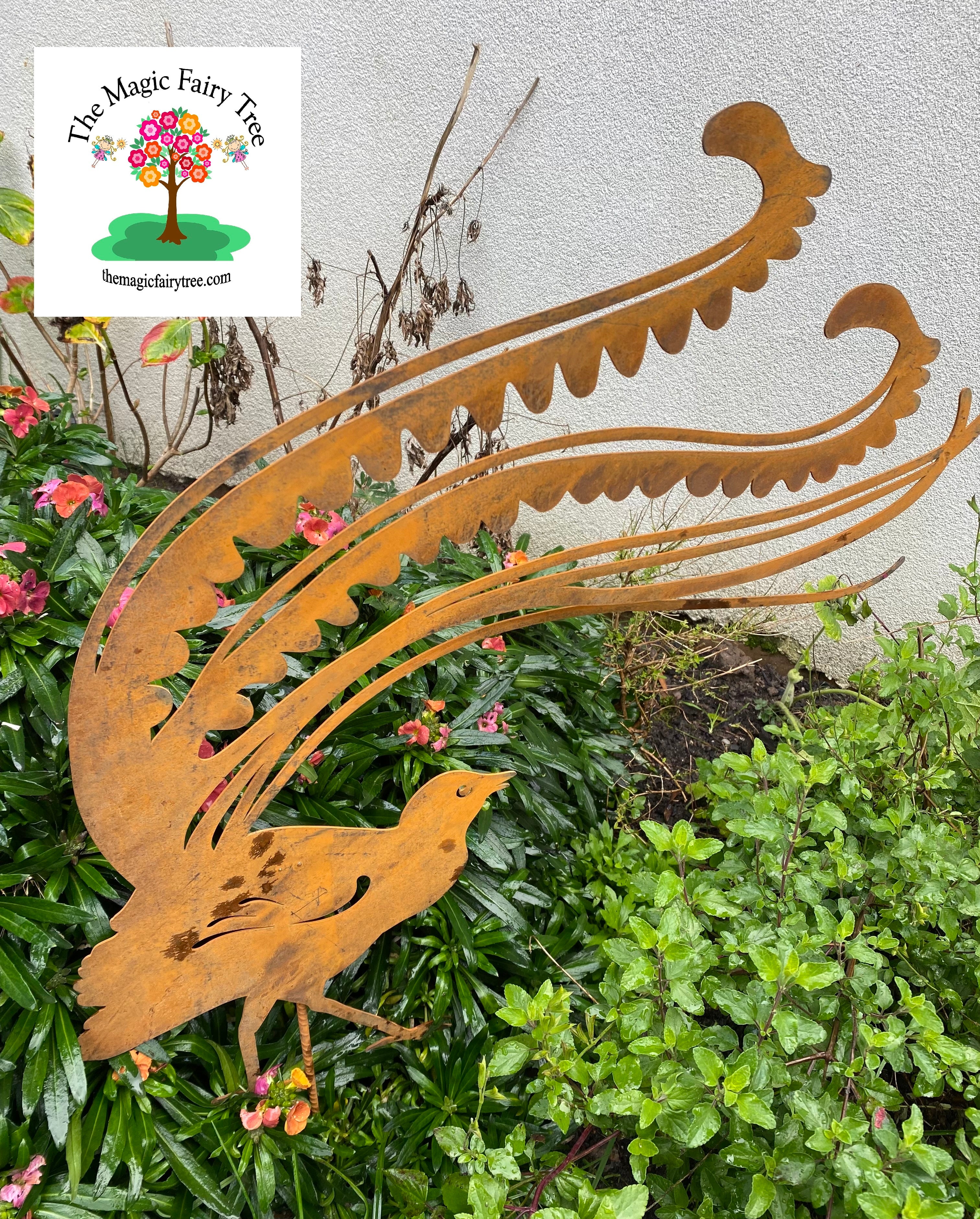 Lyrebird corten metal garden stake image 7