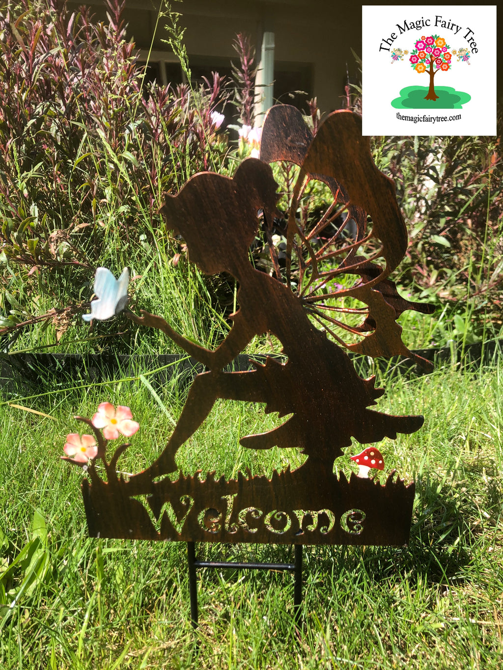 Welcome Metal Fairy Stake with 3D butterfly wings image 1