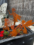 Set of 4 Corten Rusty Metal Fairy Stakes image 0