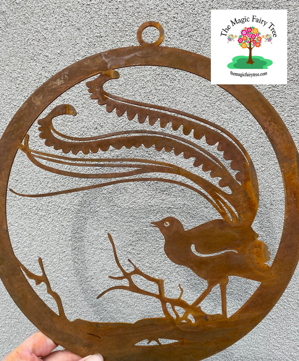 Lyrebird in corten ring wall art decor image 3