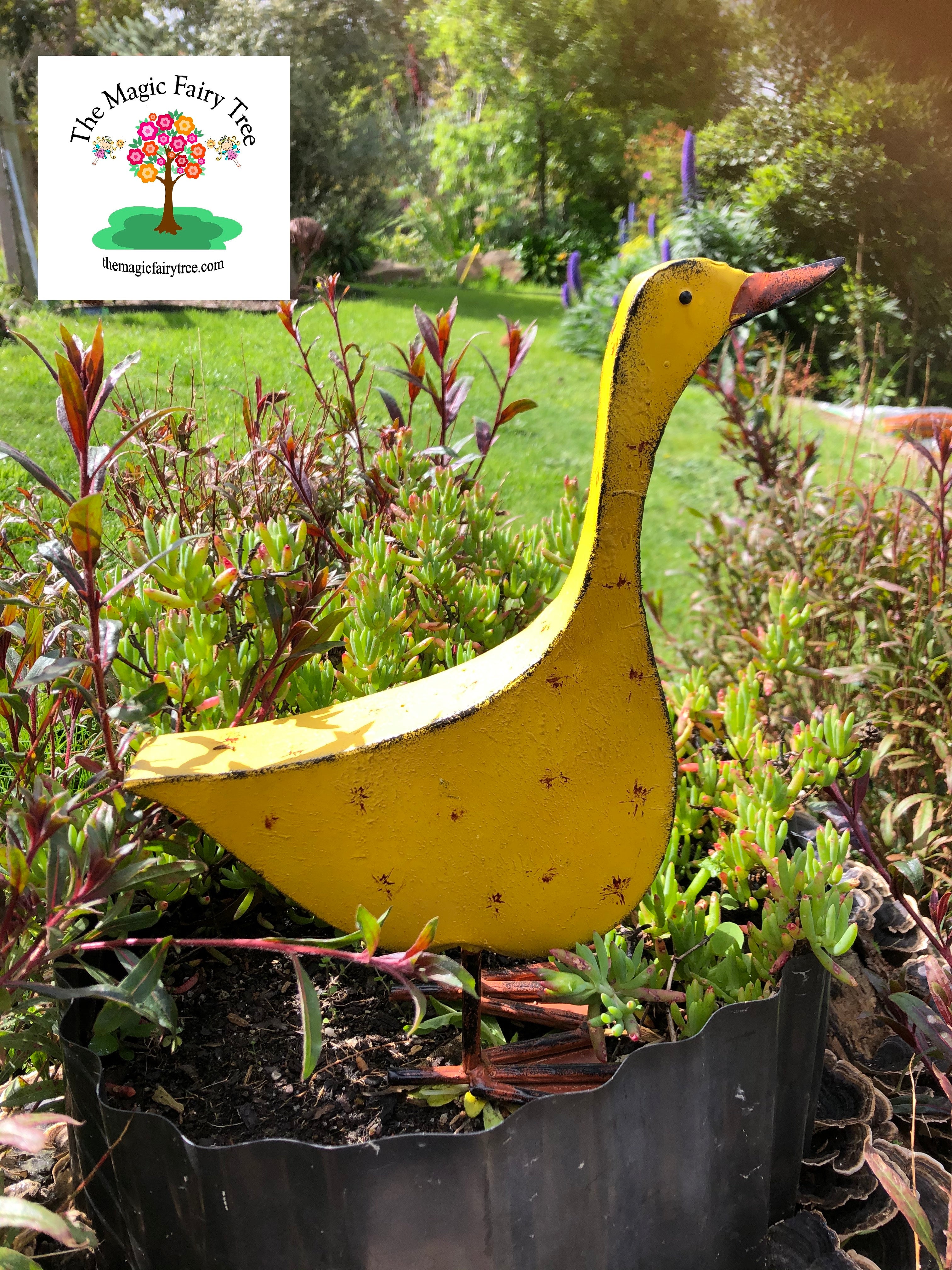 52cm Rustic Yellow Metal Duck image 4