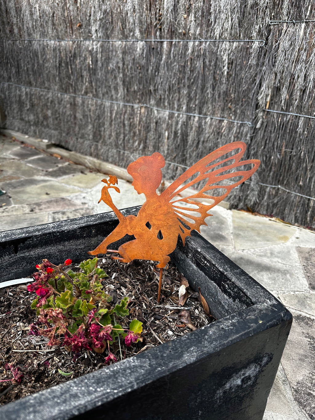 Set of 4 Corten Rusty Metal Fairy Stakes image 4