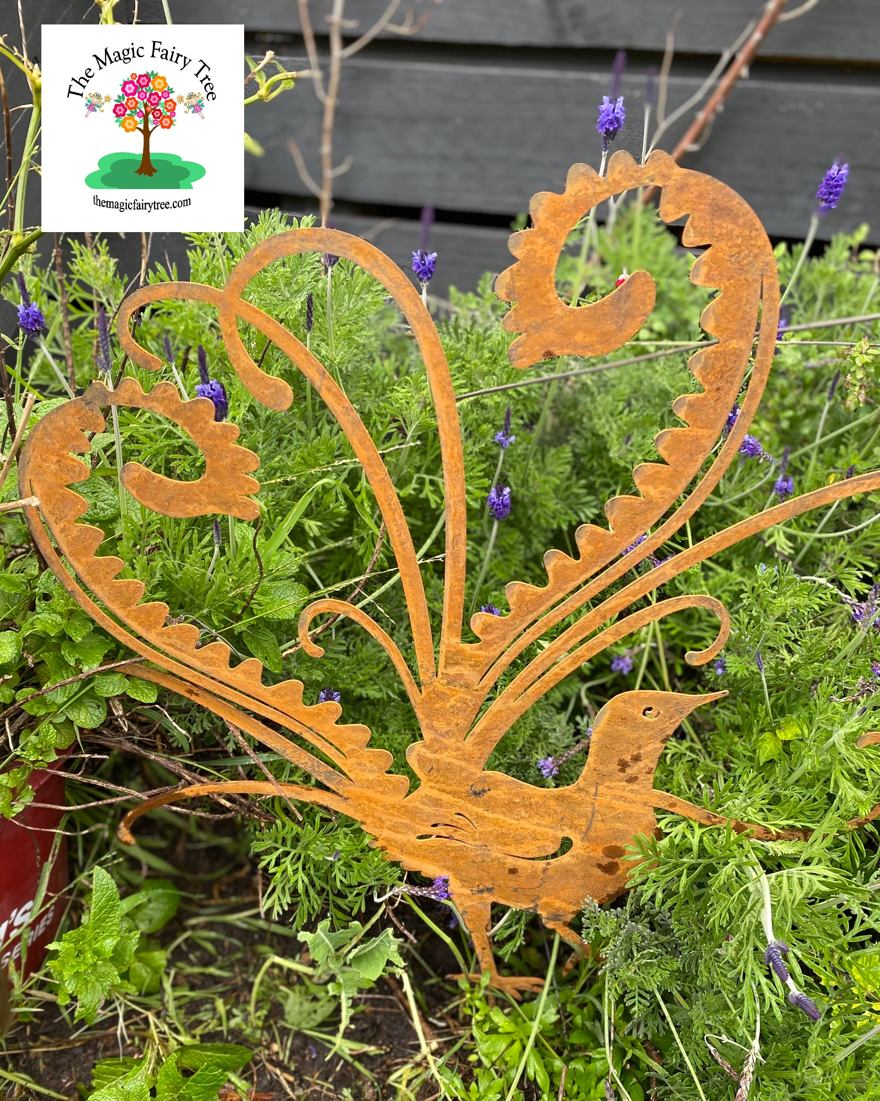 Lyrebird corten metal garden stake image 6
