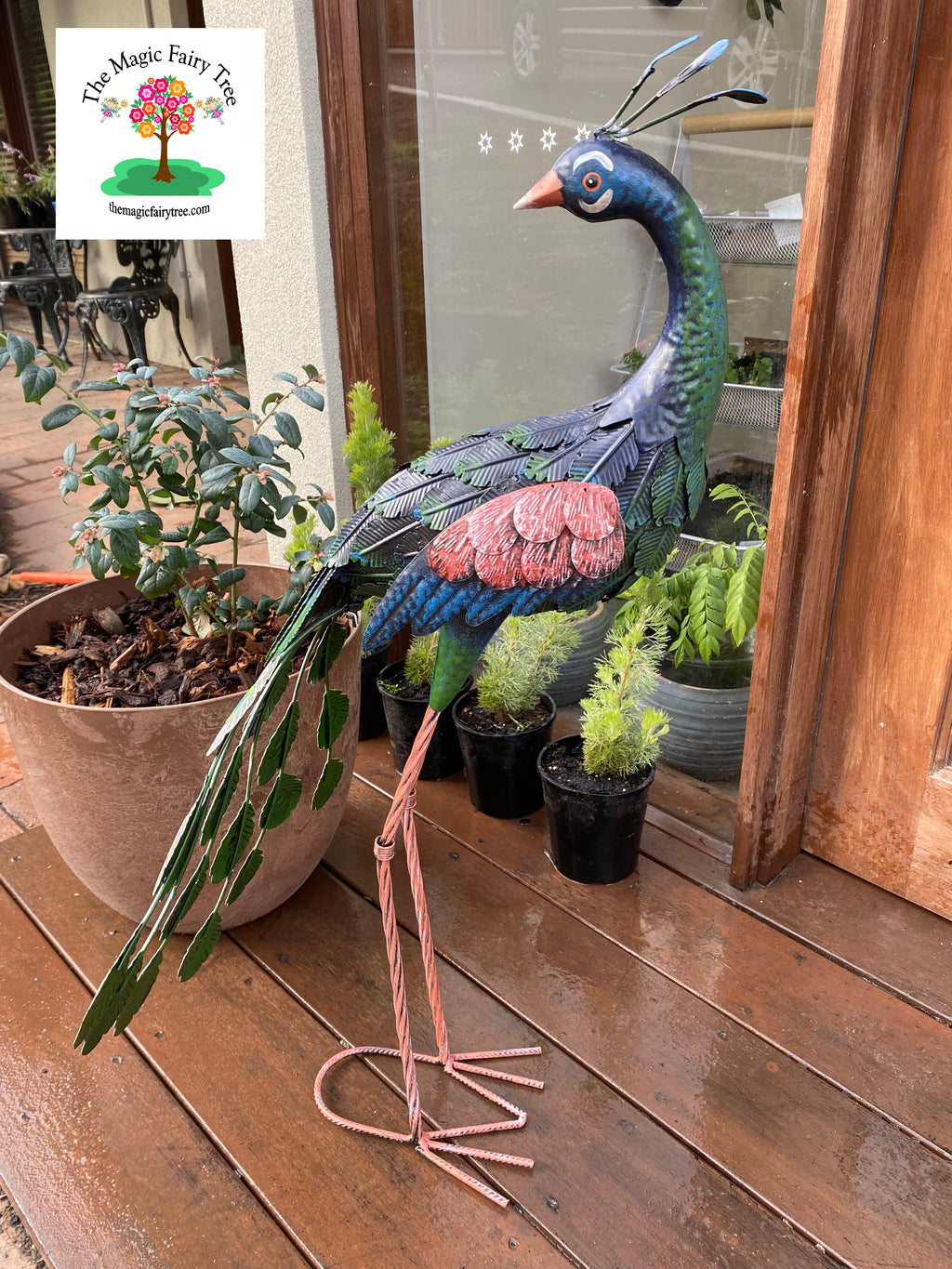 Tal Metal Peacock Garden Statue image 3