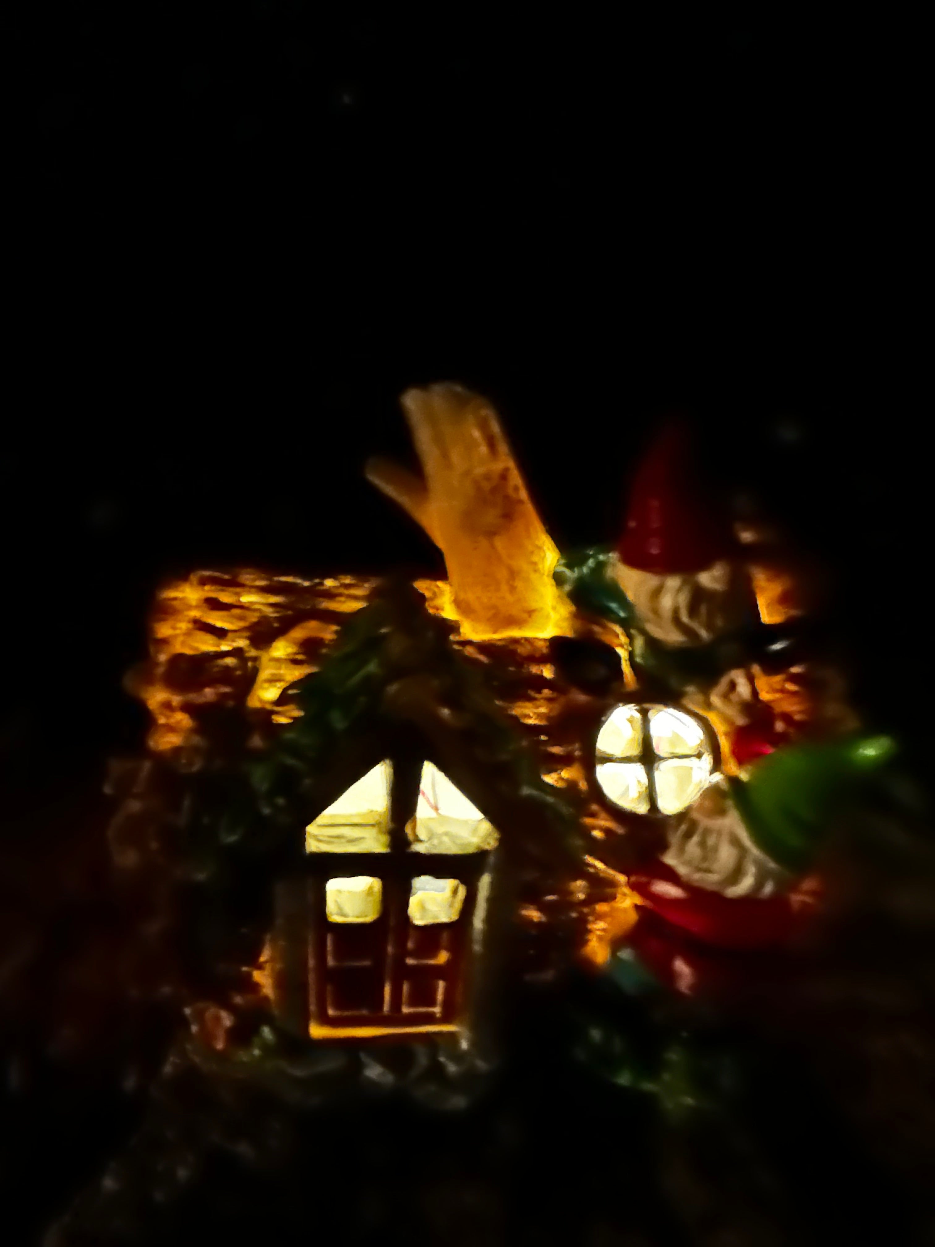 Solar gnome log cabin house