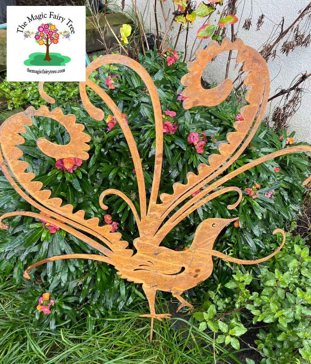 Lyrebird corten metal garden stake image 5