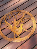 Lyrebird in corten ring wall art decor image 0