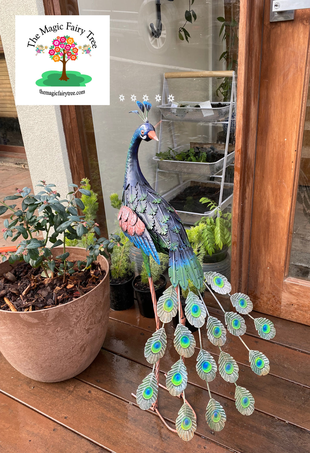 Tal Metal Peacock Garden Statue image 1