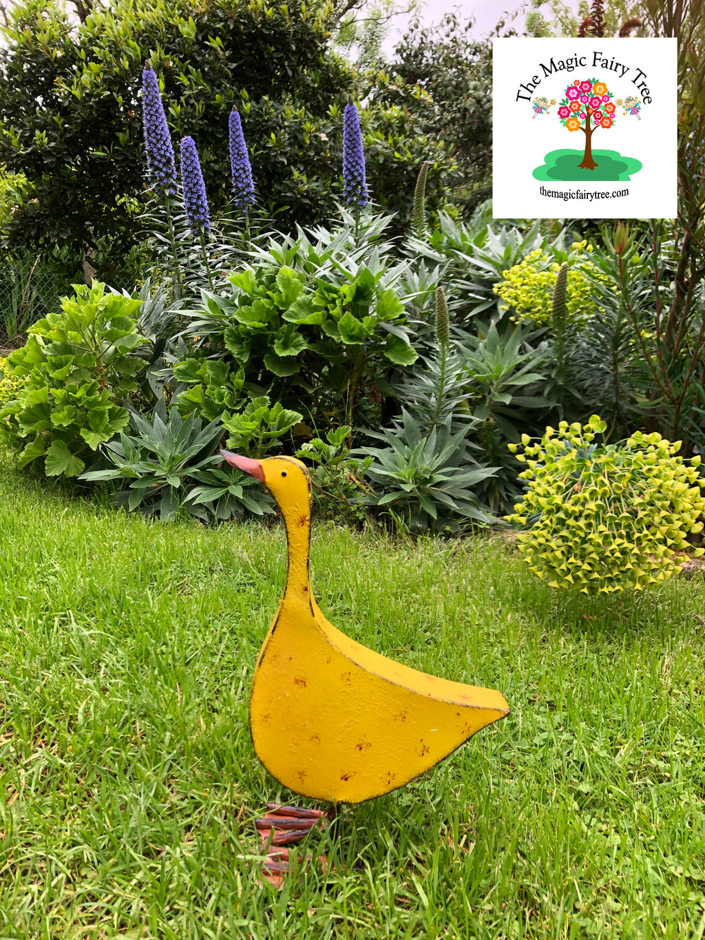 52cm Rustic Yellow Metal Duck image 1