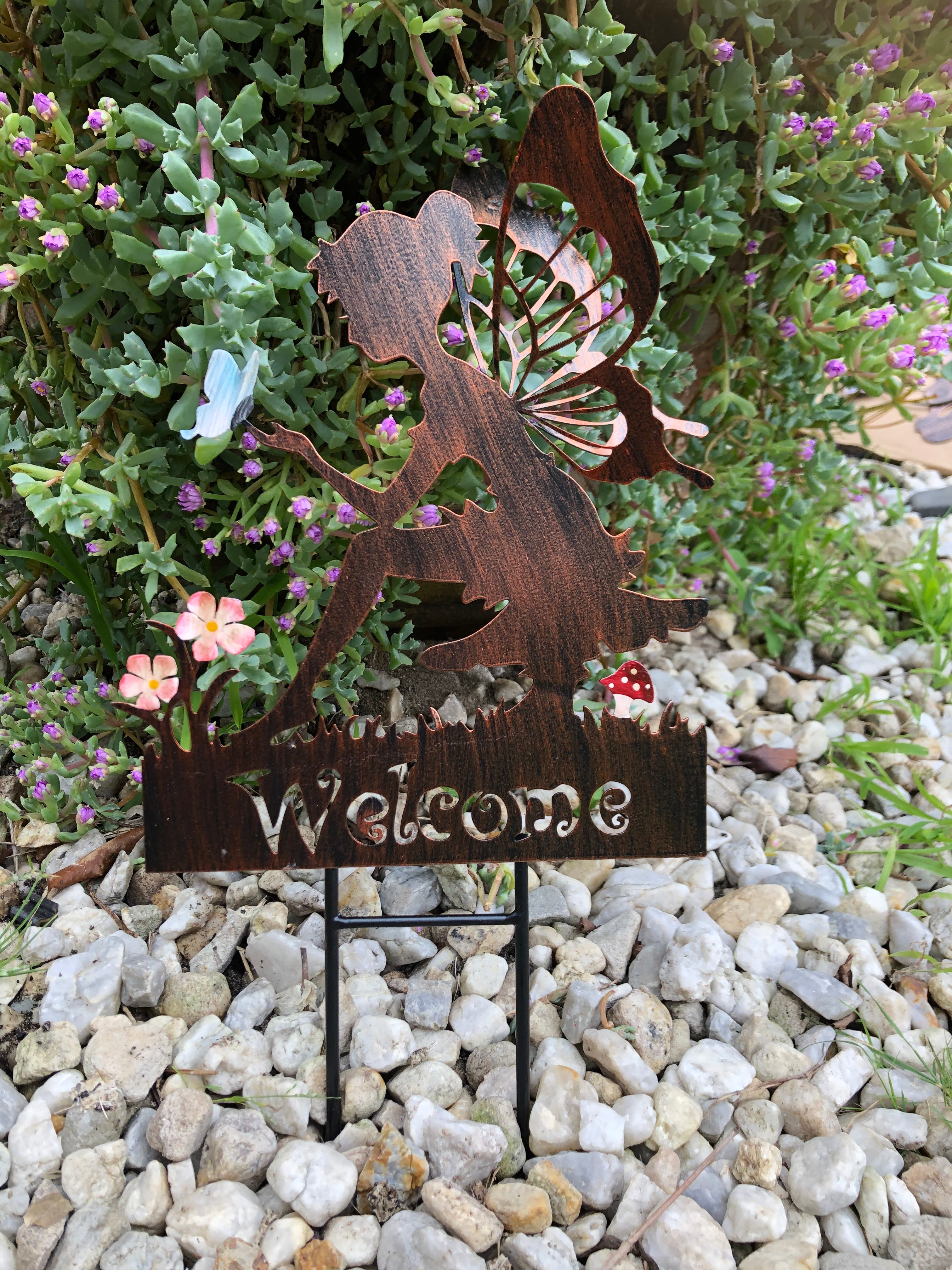 Welcome Metal Fairy Stake with 3D butterfly wings image 5