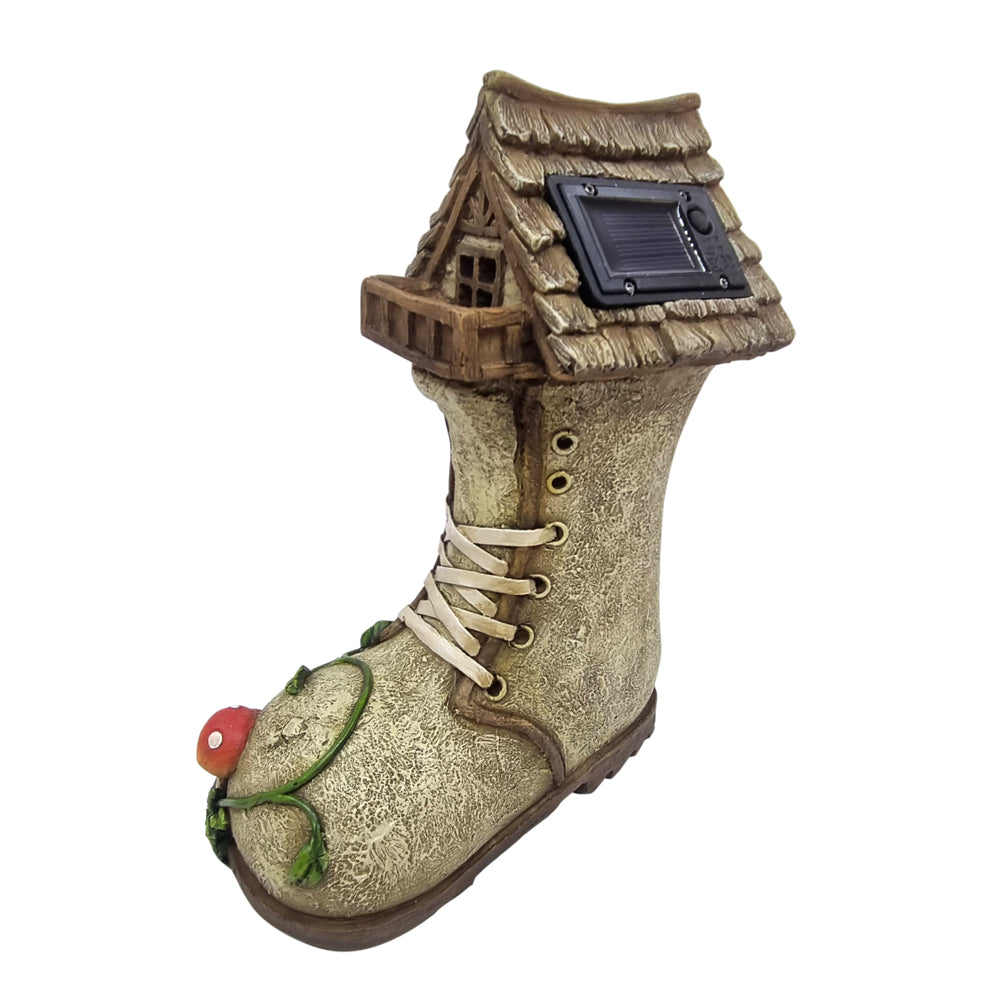 Solar fairy garden boot house