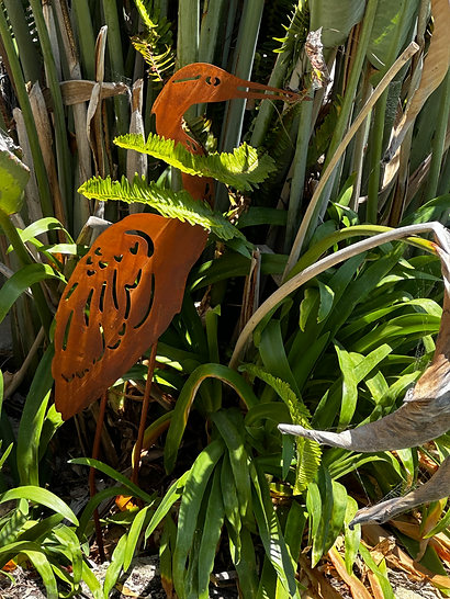 Metal Heron Garden Stake