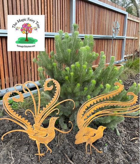Rusty Metal Lyrebird Garden Stake