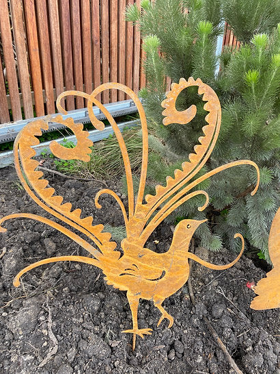 Rusty Metal Lyrebird Garden Stake