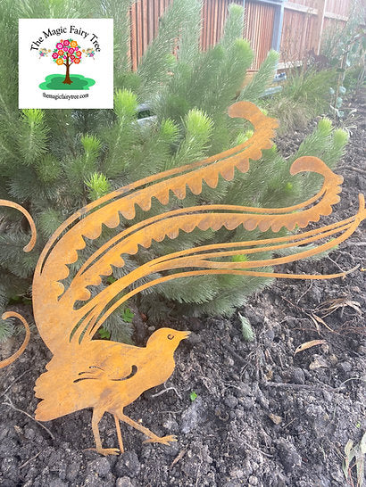 Rusty Metal Lyrebird Garden Stake
