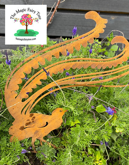 Rusty Metal Lyrebird Garden Stake