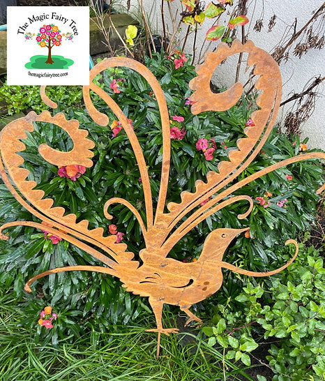Rusty Metal Lyrebird Garden Stake